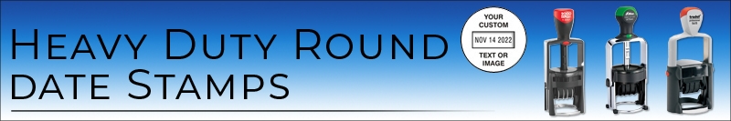 Custom Heavy Duty Round date Stamps made and shipped daily online. Free same day shipping. Excellent customer service. No sales tax - ever. 