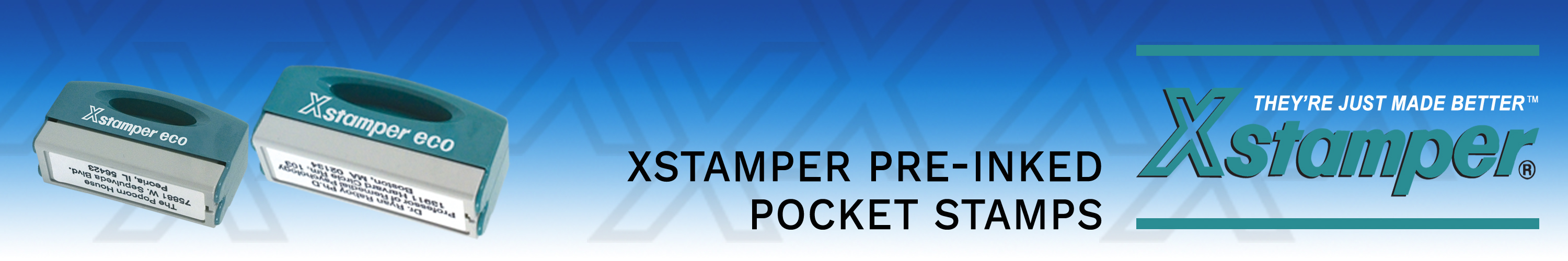 Xstamper Pocket Stamps customized for you.  Made and shipped daily. No sales tax ever.  